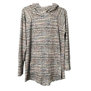 4 for $25 SALE LuLaRoe Amber Striped Hooded Long Sleeve Top Pouch Pocket Large